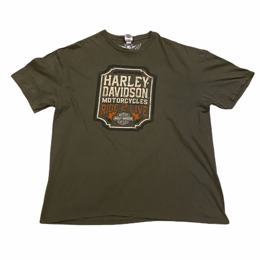 Harley Davidson Green T-Shirt size 2XL Ride 2 Live Mile High Aurora Colorado